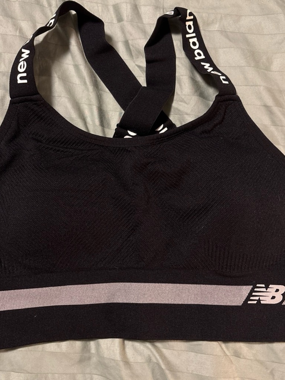 New Balance Black Sports Bra with Gray Band